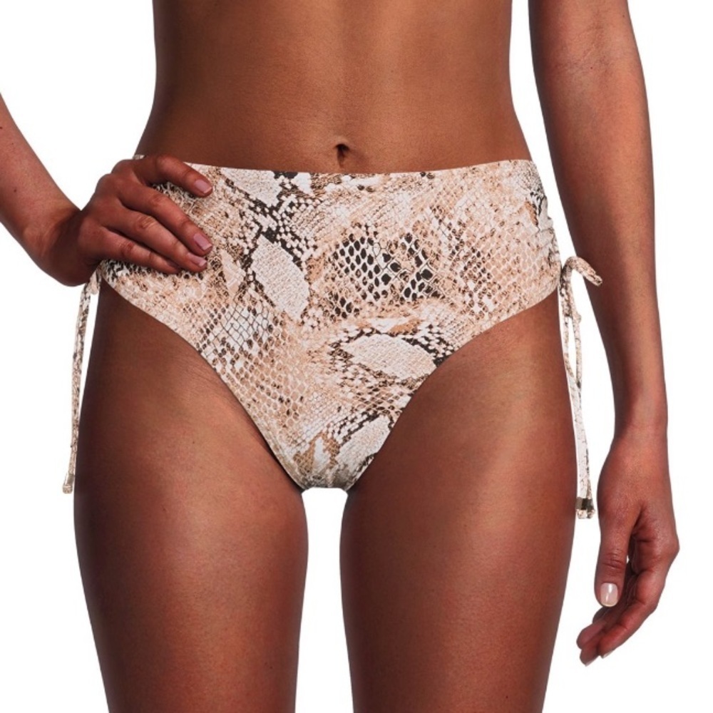 Faux Snake Print Bikini Bottom with Side Ties for Women